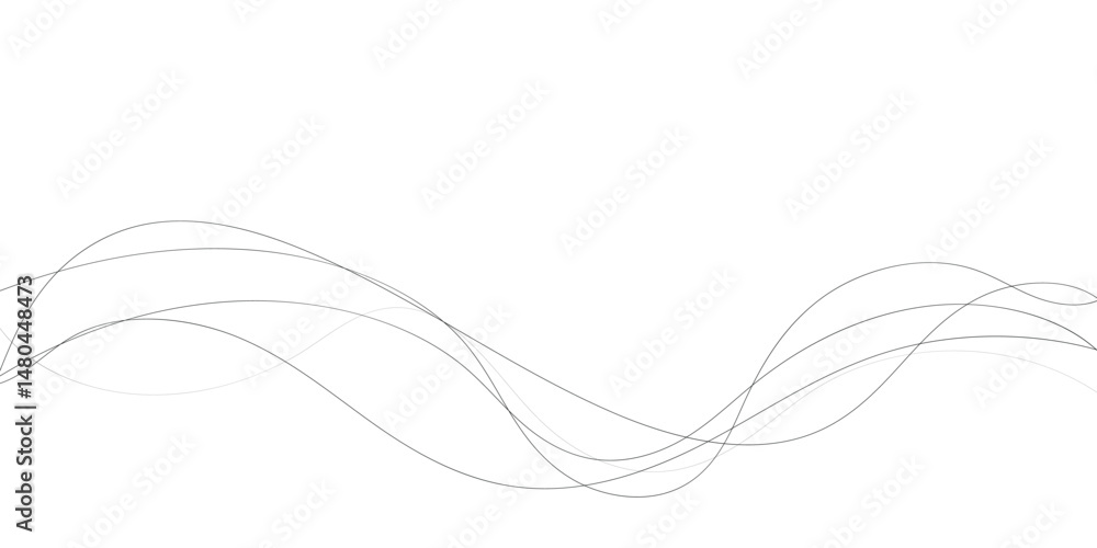 Poster technology abstract lines on white background. undulate grey wave swirl, frequency sound wave, twist