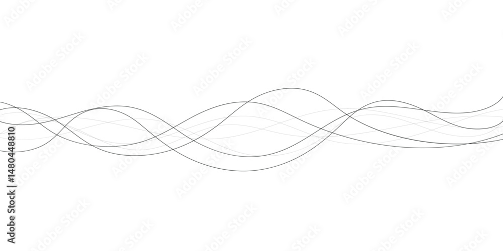Poster technology abstract lines on white background. undulate grey wave swirl, frequency sound wave, twist