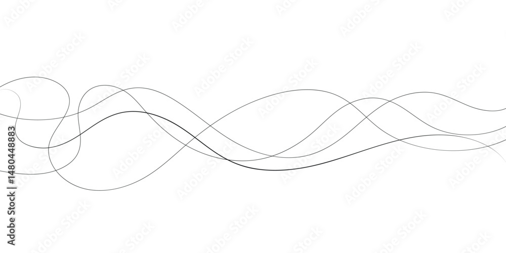 Poster technology abstract lines on white background. undulate grey wave swirl, frequency sound wave, twist