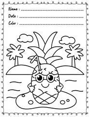 Big and Bold Summer Vibes Coloring Pages For Kid and adult.  
High resolution (300 DPI), 
Ready to print on standard 8.5x11 inch paper With No Bleed, 
Black and White. 
Vector illustration - AI, EPS, 