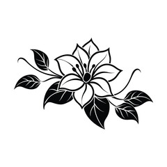 Elegant Floral Silhouette Vector Set | Hand-drawn Black and White Flower Designs | Botanical Clipart Elements for T-shirt, Tattoo, Wedding Decor, Invitations, Sublimation & Digital Art

