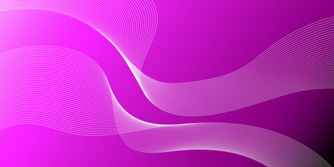 Purple violet smooth lines wave curves on soft gradient abstract background.