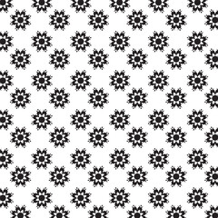 Seamless Black And White Floral Pattern | Geometric Elements | Hand Drawn Doodle Flowers Background | Monochrome abstract floral background | Vector simple flat graphic illustration