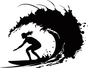 surfer silhouette vector isolated on transparent background