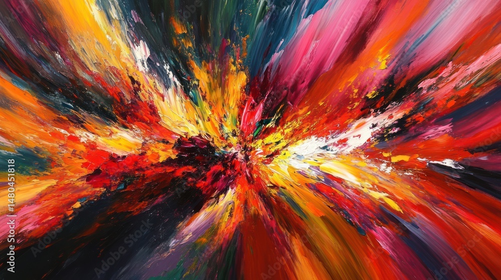 Poster dynamic spectrum: an abstract explosion of vibrant colors in painted texture