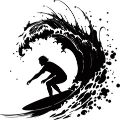 silhouette of a surfer vector