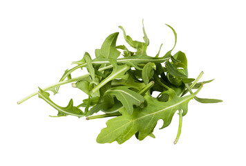 Fresh green arugula leaves isolated on transparent background