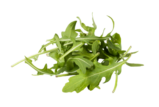 Fresh green arugula leaves isolated on transparent background