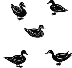 Duck Silhouette Vector Illustration for Nature and Wildlife Designs