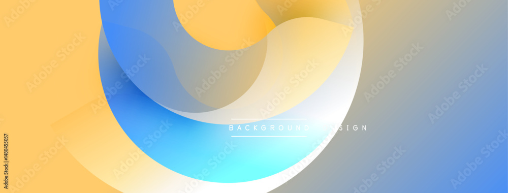 Poster Abstract shapes blend yellow, blue, gray hues. Smooth gradients create modern background design. Minimalist aesthetic, clean composition.