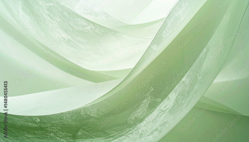 Aufkleber flowing green textiles studio setting abstract art minimalist environment close-up viewpoint serenit