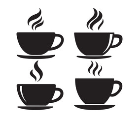 Obraz premium Modern coffee cup silhouettes. Minimalist coffee cup illustration set