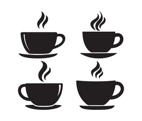 Modern coffee cup silhouettes. Minimalist coffee cup illustration set