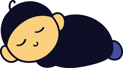 Cute Baby Sleeping Peacefully Vector Illustration
