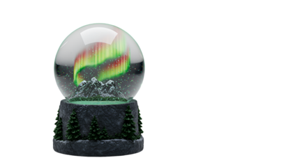 Aurora Mountain Landscape in a Mini Snowglobe
