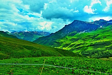 Austrian Alps - view from the footpath from the Stuttgarter Hut to the village of Lech in the Lechtal Alps