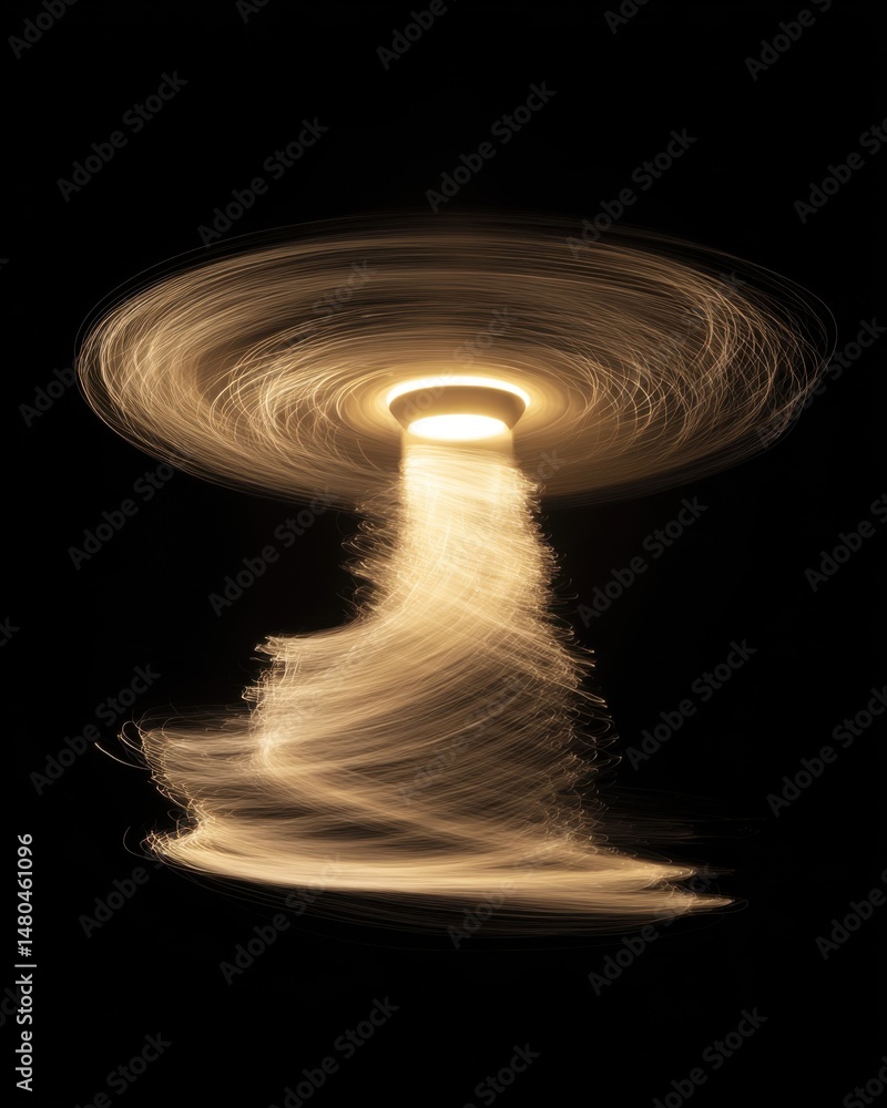 Poster abstract light painting photography of a lamp in motion with swirling patterns on black background s