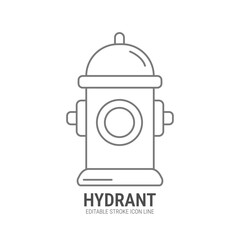 Hydrant icon with white background vector illustration. Editable stroke. Perfect for safety, emergency, and rescue themes.