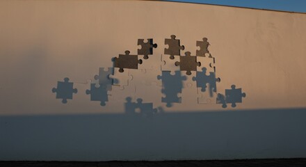 Fototapeta premium Puzzle Pieces on Wall - Photo
