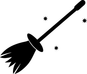 Broom With Sparkles Silhouette Vector Illustration