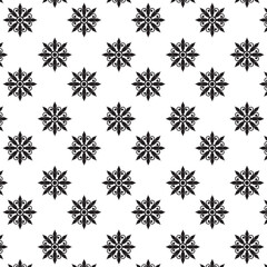 Seamless Black And White Floral Pattern | Geometric Elements | Hand Drawn Doodle Flowers Background | Monochrome abstract floral background | Vector simple flat graphic illustration
