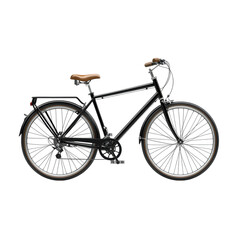 Fototapeta premium Elegant black city bicycle perfect for urban adventures features a classic on transparent background