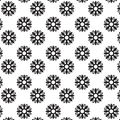 Seamless Black And White Floral Pattern | Geometric Elements | Hand Drawn Doodle Flowers Background | Monochrome abstract floral background | Vector simple flat graphic illustration