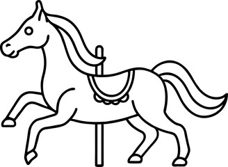 Carousel Horse Line Art Vector Illustration 