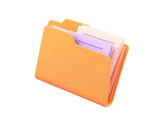 Orange File Folder Icon 3D Render Documents Storage Digital Asset Management System Organization Business Workflow Data Files Information Technology  