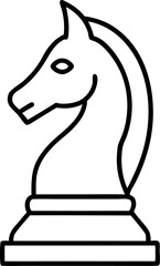 Chess Knight Piece Line Art Vector Illustration