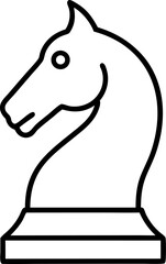 Chess Knight Piece Line Art Vector Illustration