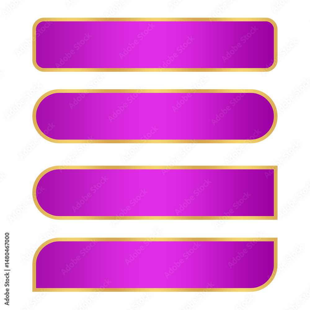 Aufkleber set of pink buttons rectangle with gold line luxury element png file transparent background