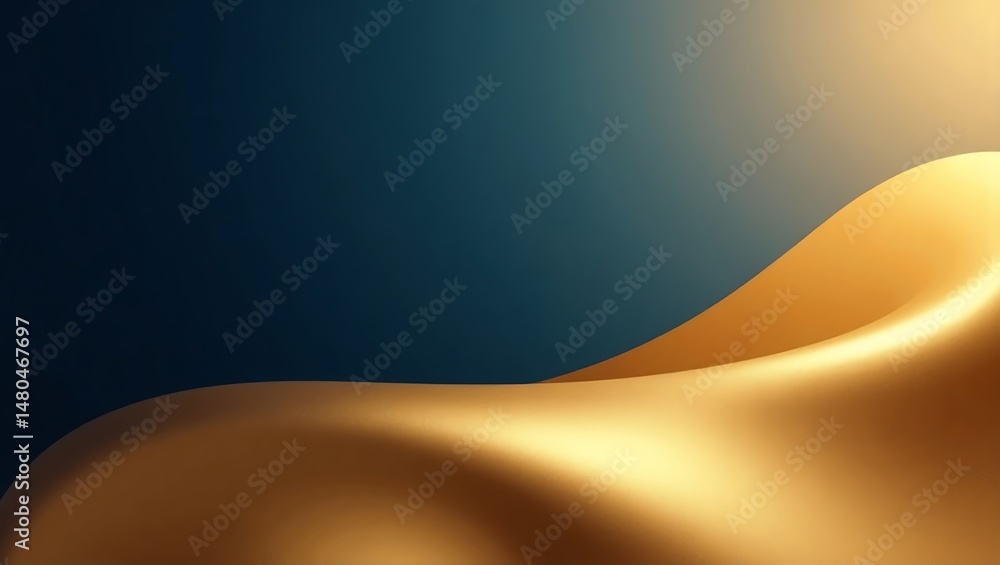 Poster abstract flowing gold design against a deep teal background with a subtle gradient for digital art a