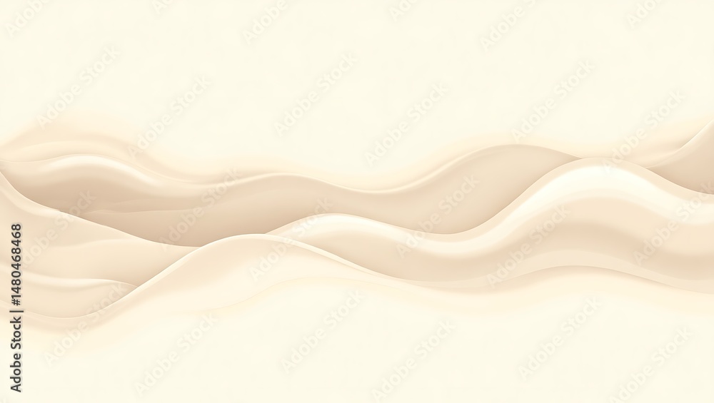 Poster minimalist beige waves illustrative design demonstrating elegant smooth curves and textural elements