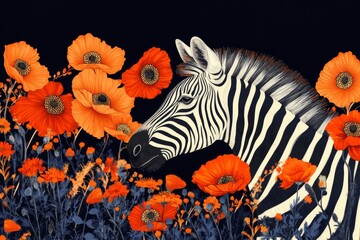 Zebra Orange Poppy Flowers Abstract