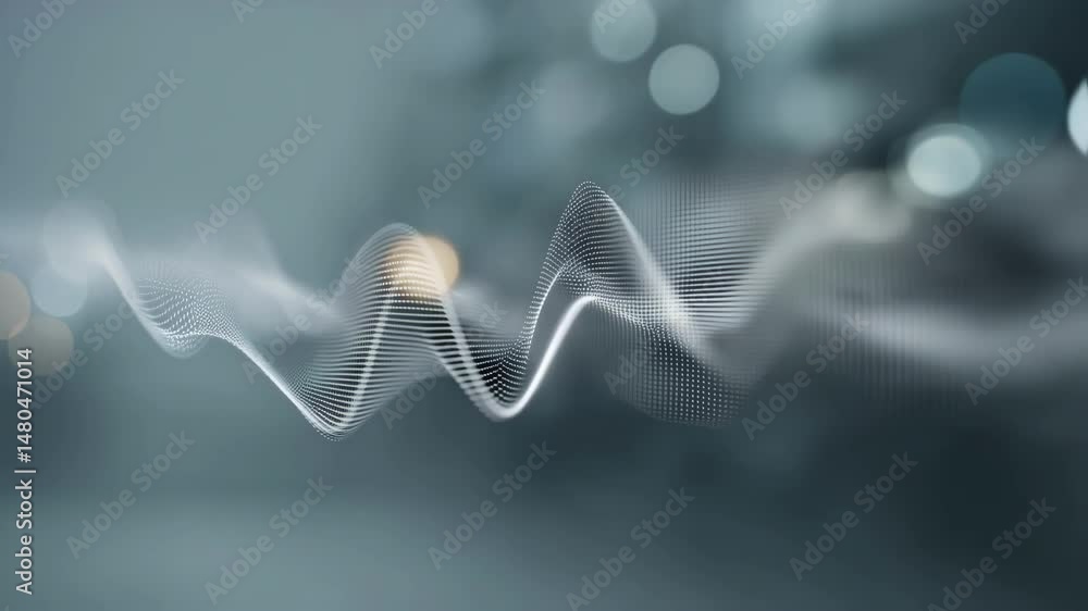 Poster closeup of a radar wave visualization on a digital display illustrating the detection of breathing i