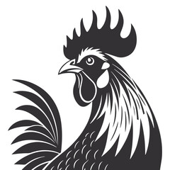 Minimalist Black & White Rooster Vector Art