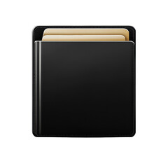 Elegant Black Leather Portfolio Gold Accents Modern Design Professional on transparent background