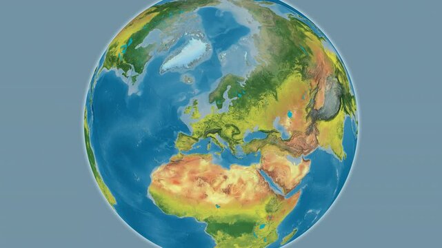 Czech Republic on the globe. Outline. Topographic map. No labels