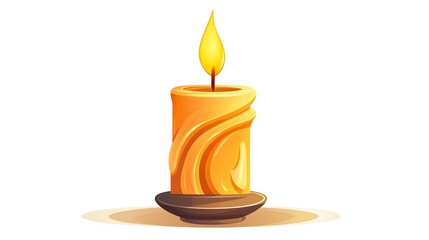 Professional candlestick with lit candle and burning fire for decorative lighting