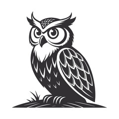 Tribal & Geometric Black & White Owl Vector Illustration