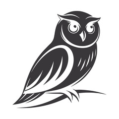 Minimalist Black & White Owl Vector Illustration