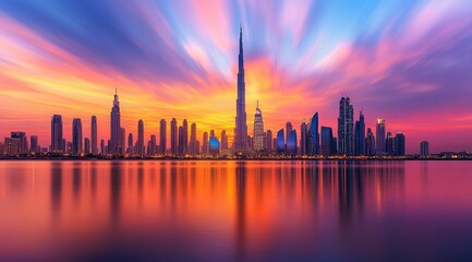 Stunning cityscape at vibrant sunset