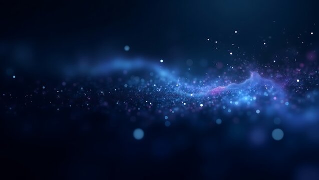 Abstract blue background with sparkling lights and particles creating a dreamy and magical effect for any creative projects