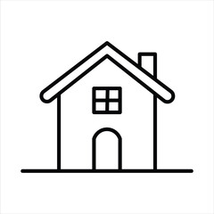Simple black line art illustration of a house.