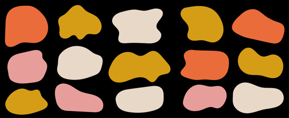 Abstract blob shape organic vector elements in pastel beige pink colors. Wavy liquid irregular forms in simple minimalistic style. 