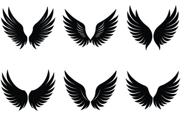 A vector set of bird wings offers a variety of feather illustrations and silhouettes,