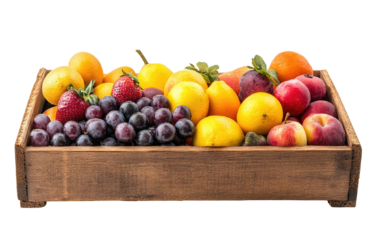 Fruits In Wooden Box isolated on a transparent background