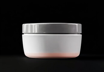 White Cosmetic Jar with Pink Content on Black Background