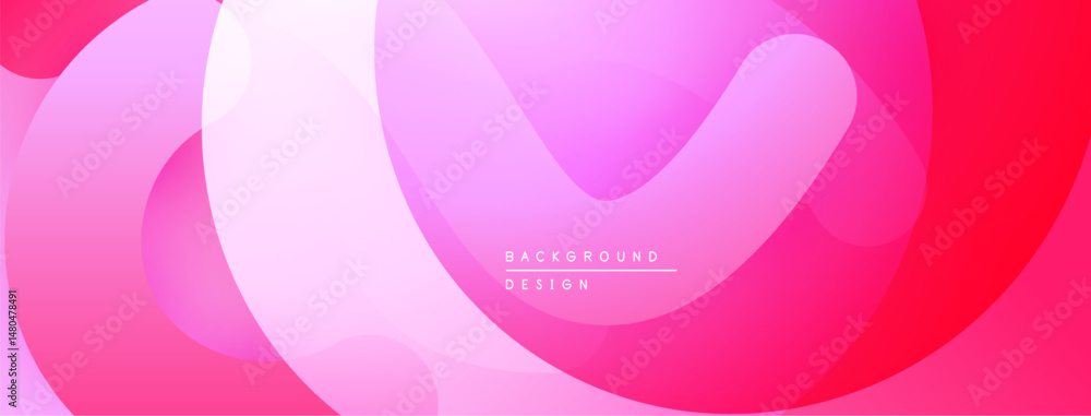 Poster Abstract pink background. Smooth shapes overlap, creating gradient effect. Modern design for digital projects.